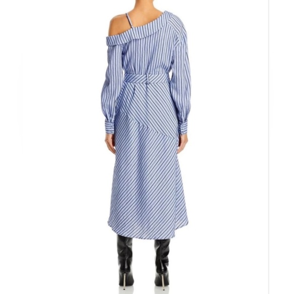 Cinq A Sept Marcella Belted One-Shoulder Midi Shirt Dress - Picture 2 of 2